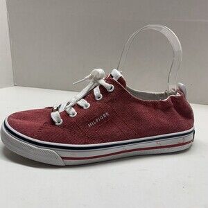 Tommy Hilfiger Womens Red Shoes 6.5 M Twodesi Elastic Back Slip On Canvas